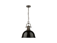 Golden Canada 3602-L RBZ-BK - Duncan 1-Light Pendant with Chain in Rubbed Bronze with Black