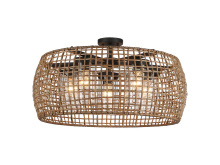 Golden Canada 1067-O5SF NB-MAW - Piper 5 Light Semi-Flush - Outdoor in Natural Black with Maple All-Weather Wicker Shade
