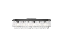 Golden Canada 1768-FM42 BLK-HWG - Ciara 6-Light Flush Mount in Matte Black with Hammered Water Glass