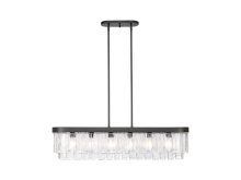 Golden Canada 1768-LP BLK-HWG - Ciara 6-Light Linear Pendant in Matte Black with Hammered Water Glass