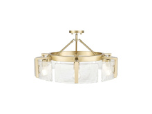 Golden Canada 3164-6SF BCB-HWG - Aenon 6-Light Semi-Flush in Brushed Champagne Bronze with Hammered Water Glass Shade