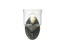 Golden Canada 0806-1W ABI-HWG - Keating 1 Light Wall Sconce in Antique Black Iron with Hammered Water Glass Shade