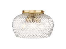 Golden Canada 1088-3FM MBG-CLR - Adeline  3 Light Flush Mount in Modern Brushed Gold with Clear Glass Shade