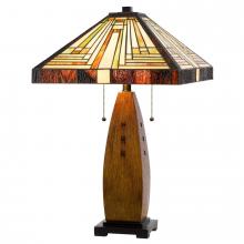  BO-3013TB - 60W x 2 Tiffany table lamp with pull chain switch with resin lamp body