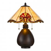  BO-3015TB - 60W x 2 Tiffany table lamp with pull chain switch with resin lamp body