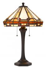  BO-3016TB - 60W x 2 Tiffany table lamp with pull chain switch with resin lamp body