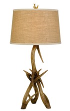  BO-2806TB - 150W 3 Way Drummond Antler Resin Table Lamp With Burlap Shade