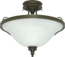 Nuvo 60/1102 - 3-Light Dome Semi Flush Ceiling Light Fixture in Rustic Bronze with White Satin Glass