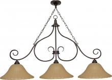 Nuvo 60/2402 - 3-Light Island Pendant Light in Copper Bronze Finish with Champagne Linen Washed Glass and (3) 15W