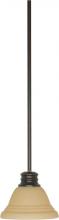 Nuvo 60/3132 - 1-Light 7" Mini Pendant with Hang Straight Canopy in Mahogany Bronze Finish with Champagne Linen