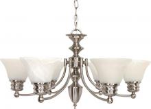 Nuvo 60/3195 - 6-Light Chandelier in Brushed Nickel Finish with Alabaster Glass and (6) 13W GU24 Lamps Included
