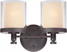 Nuvo 60/4542 - 2-Light Vanity Light Fixture in Sudbury Bronze Finish with Clear Outer & Cream Inner Glass