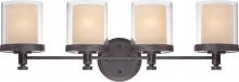 Nuvo 60/4544 - 4-Light Vanity Light Fixture in Sudbury Bronze Finish with Clear Outer & Cream Inner Glass