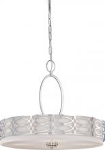Nuvo 60/4626 - Harlow - 4 Light Pendant with Slate Gray Fabric Shade - Polished Nickel Finish
