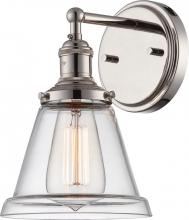  60/5412 - Vintage - 1 Light Sconce with Clear Glass - Polished Nickel Finish