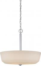  60/5807 - Willow - 4 Light Pendant with White Glass - Polished Nickel Finish