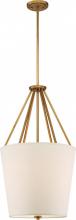  60/5844 - Seneca - 3 Light 17'' Pendant with Almond Mesh Fabric Shade - Natural Brass Finish