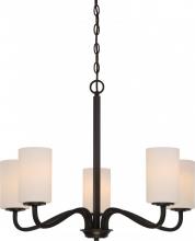  60/5905 - Willow - 5 Light Hanging with White Glass - Aged Bronze Finish