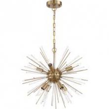  60/6994 - Cirrus - 8 Light Chandelier - with Glass Rods - Vintage Brass Finish