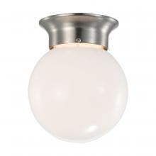  62/1565 - 8 Watt; 6 inch; LED Flush Mount Fixture; 3000K; Dimmable; Brushed Nickel; Frosted Glass