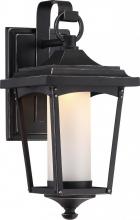  62/821 - Essex - LED Small Wall Lantern with Etched Glass - Sterling Black Finish