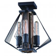 Vaxcel International C0147 - Dearborn 13-in Semi Flush, Black Iron and Burnished Oak