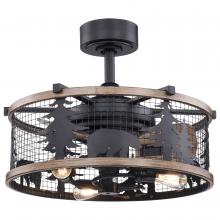  F0068 - Kodiak, Bear 21" Fan ORBronze + Burnished Teak