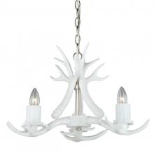  H0160 - Vail 3L Antler Mini Chandelier White, Polished Nickel