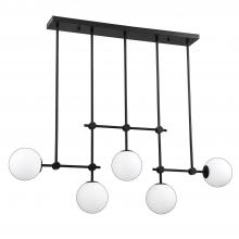 Kendal PF101-5LBR-BLK - PHOENIX 5-Light Bar in a Black finish with White Glass globes