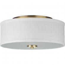  P350130-012 - Inspire Collection Semi-Flush Golden Satin Brass Finish with Linen shade