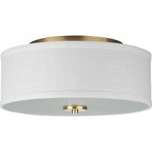 Progress P350130-012 - Inspire Collection Semi-Flush Golden Satin Brass Finish with Linen shade