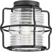 Progress P550133-31M - Keegan Exterior Flush Mount 1Lt Matte Black w/Clear Glass Coastal