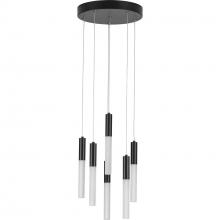  P500322-031-30 - Kylo LED Collection Six-Light Matte Black Modern Style Hanging Pendant Light