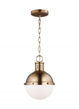  6177101-848 - Hanks transitional 1-light indoor dimmable mini ceiling hanging single pendant light in satin brass