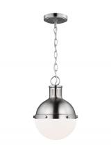  6177101-962 - Hanks transitional 1-light indoor dimmable mini ceiling hanging single pendant light in brushed nick