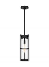  6226701EN7-12 - Alcona transitional 1-light LED outdoor exterior pendant lantern in black finish with clear fluted g