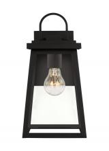  8648401-12 - Founders modern 1-light outdoor exterior medium wall lantern sconce in black finish with clear glass