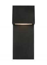  8663393S-71 - Rocha modern 1-light LED outdoor medium wall lantern in antique bronze finish with satin-etched glas