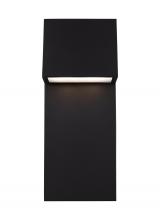  8863393S-12 - Rocha modern 2-light LED outdoor extra-large wall lantern in black finish with satin-etched glass pa