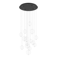 Eglo Canada 390333A - 6 LT LED Cascade Pendant w/ Black Finish & 15 Clear Glass Shades