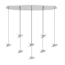 Eglo Canada 390401A - 8 LT LED Oval Pendant w/ Chrome Finish & Chrome Bird Shaped Shades w/ Acrylic Diffusers