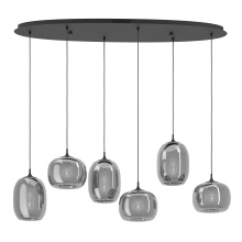 Eglo Canada 390415A - 6 LT 3CCT LED Linear Pendant w/ Black Finish & Smoked Glass Shades